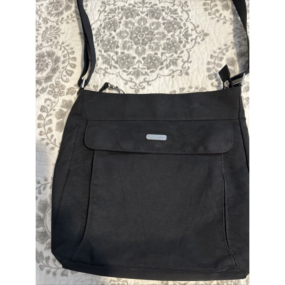 Baggallini Purse Black Nylon Crossbody Bag Zip Pockets 11x11" Travel Lightweight